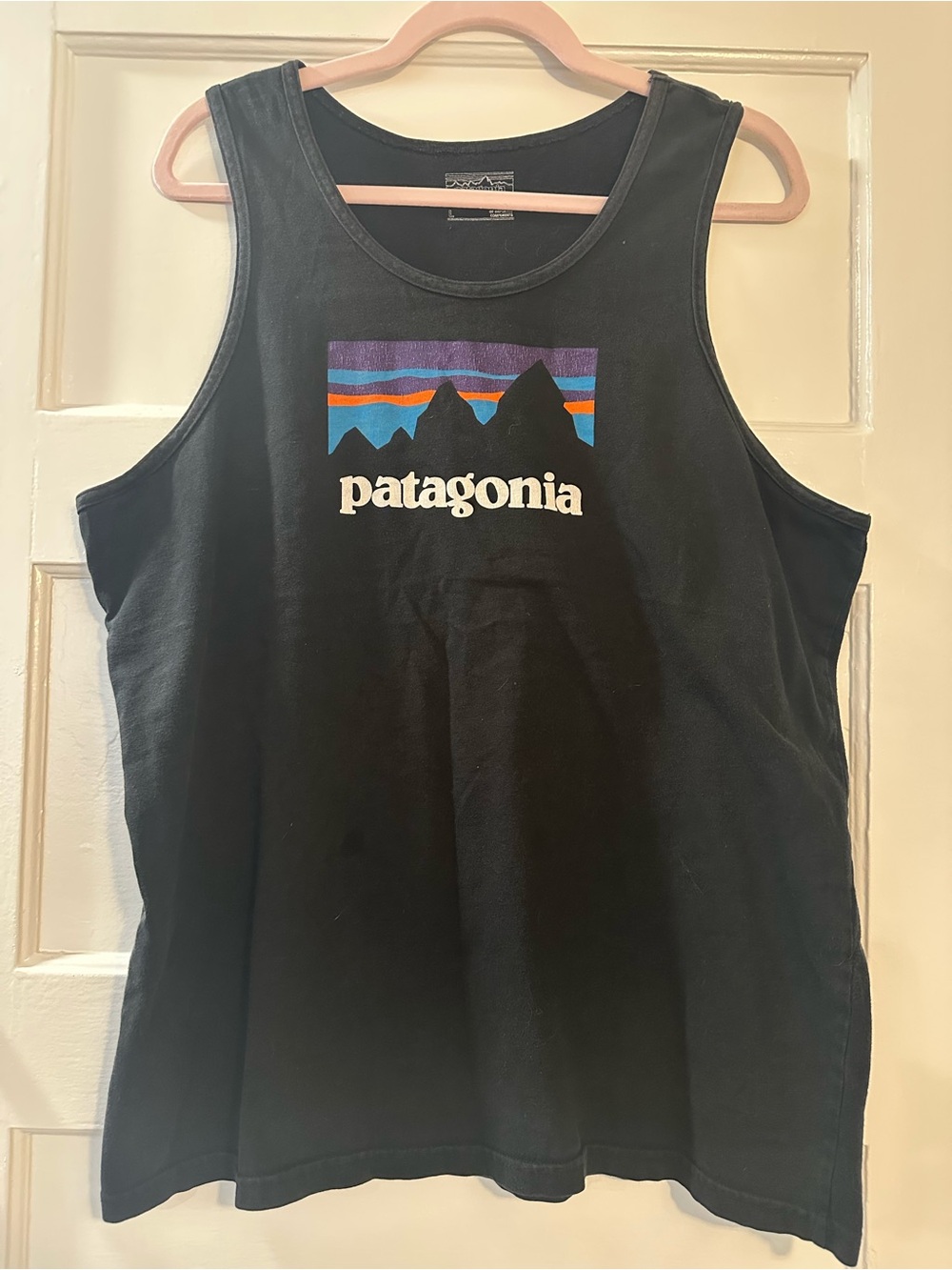 Patagonia Black Logo Tank with Mountain Graphic